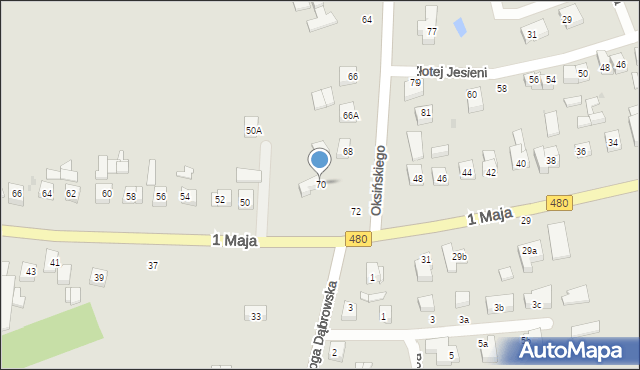 Sieradz, Oksińskiego Józefa, 70, mapa Sieradz