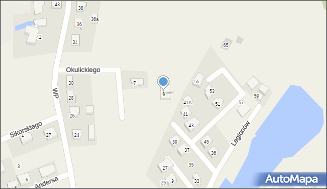 Sierakowice, Okulickiego-Niedźwiadka Leopolda, gen., 9, mapa Sierakowice