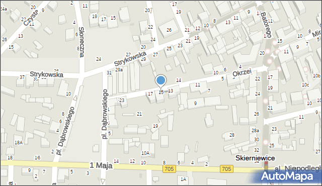 Skierniewice, Okrzei Stefana, 15, mapa Skierniewic