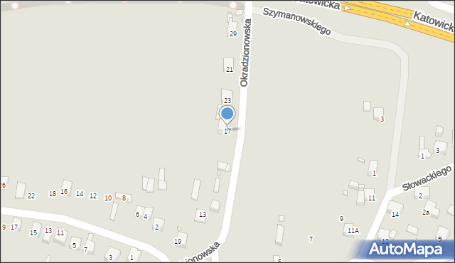 Sławków, Okradzionowska, 17, mapa Sławków