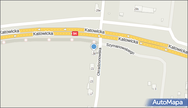 Sławków, Okradzionowska, 29, mapa Sławków