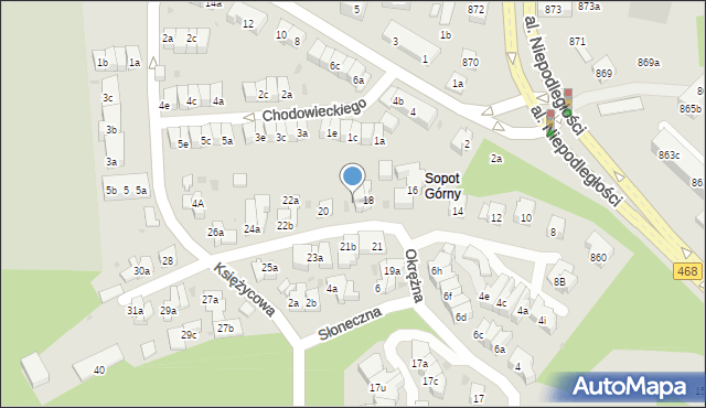 Sopot, Okrężna, 18b, mapa Sopotu