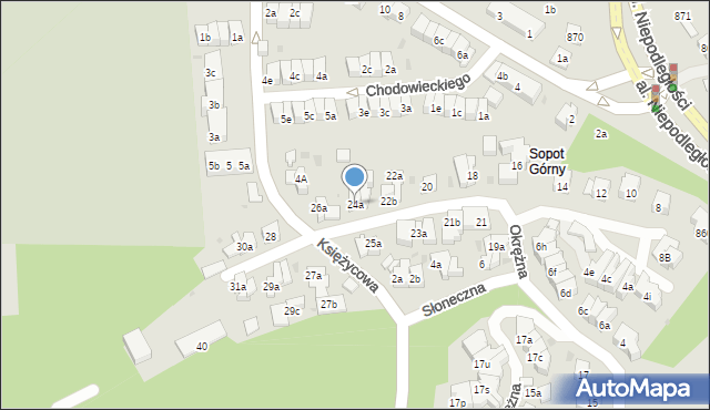 Sopot, Okrężna, 24a, mapa Sopotu