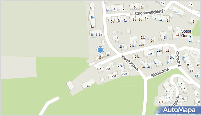 Sopot, Okrężna, 30a, mapa Sopotu