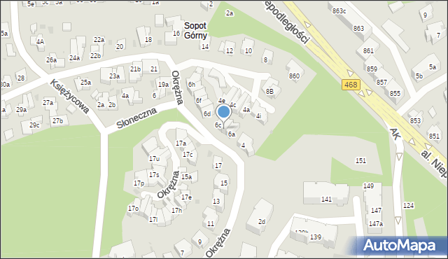 Sopot, Okrężna, 6b, mapa Sopotu