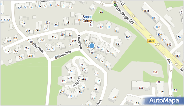 Sopot, Okrężna, 6d, mapa Sopotu