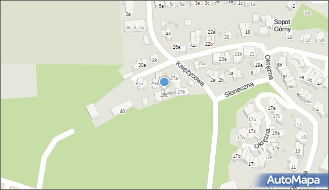 Sopot, Okrężna, 29c, mapa Sopotu