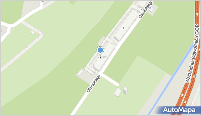 Sosnowiec, Okulickiego-Niedźwiadka Leopolda, gen., 5, mapa Sosnowca