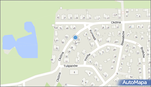 Sosnowiec, Okólna, 24, mapa Sosnowca