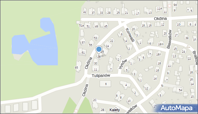 Sosnowiec, Okólna, 28, mapa Sosnowca