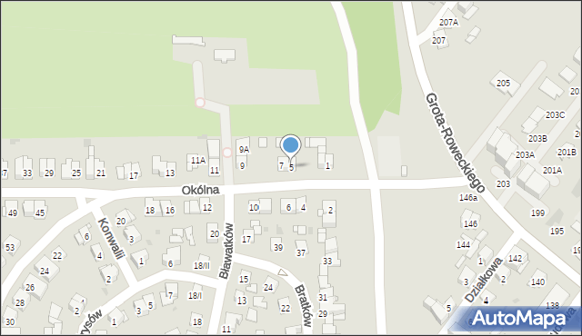 Sosnowiec, Okólna, 5, mapa Sosnowca