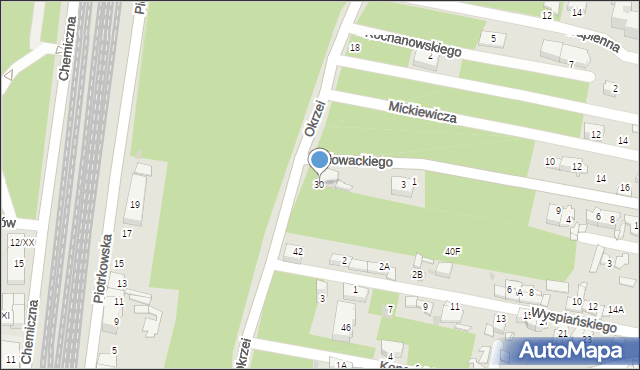 Sosnowiec, Okrzei Stefana, 30, mapa Sosnowca