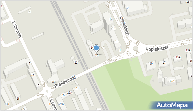 Stalowa Wola, Okulickiego-Niedźwiadka Leopolda, gen., 1D, mapa Stalowa Wola