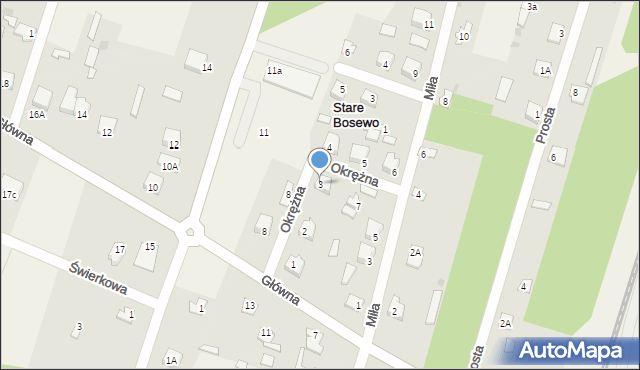Stare Bosewo, Okrężna, 3, mapa Stare Bosewo