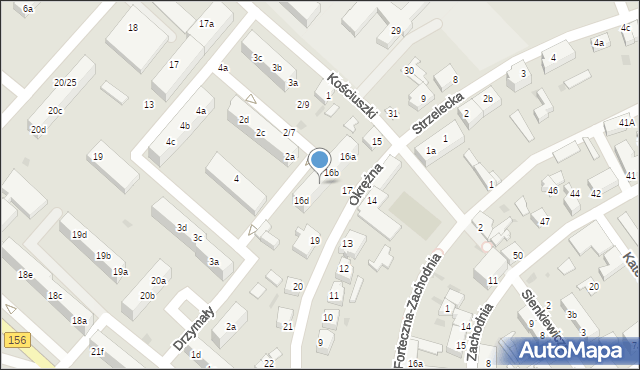 Strzelce Krajeńskie, Okrężna, 16c, mapa Strzelce Krajeńskie