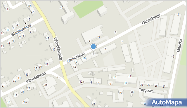 Strzelin, Okulickiego-Niedźwiadka Leopolda, gen., 3, mapa Strzelin