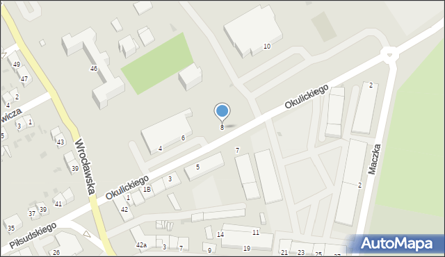 Strzelin, Okulickiego-Niedźwiadka Leopolda, gen., 8, mapa Strzelin