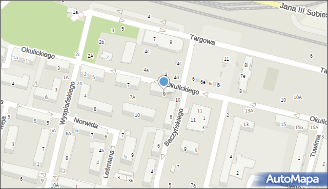 Świdnik, Okulickiego Leopolda, gen., 9, mapa Świdnika