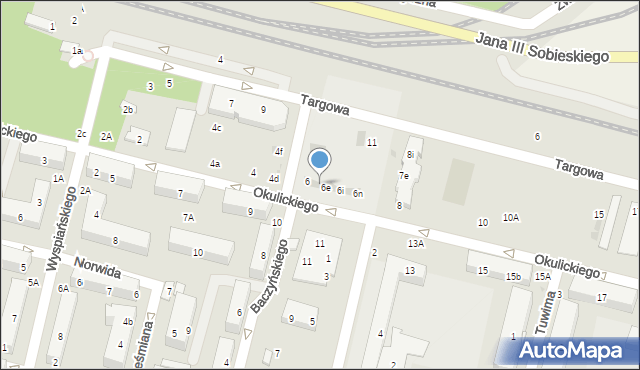 Świdnik, Okulickiego-Niedźwiadka Leopolda, gen., 6d, mapa Świdnika