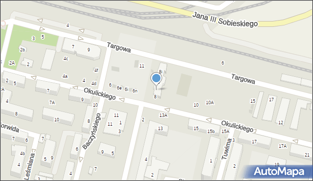 Świdnik, Okulickiego-Niedźwiadka Leopolda, gen., 8c, mapa Świdnika