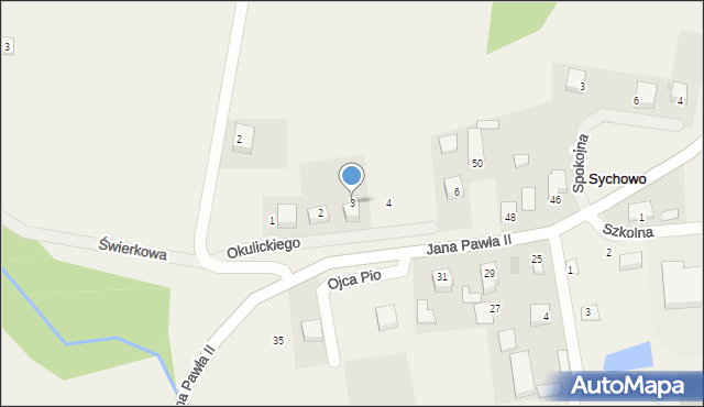 Sychowo, Okulickiego-Niedźwiadka Leopolda, gen., 3, mapa Sychowo