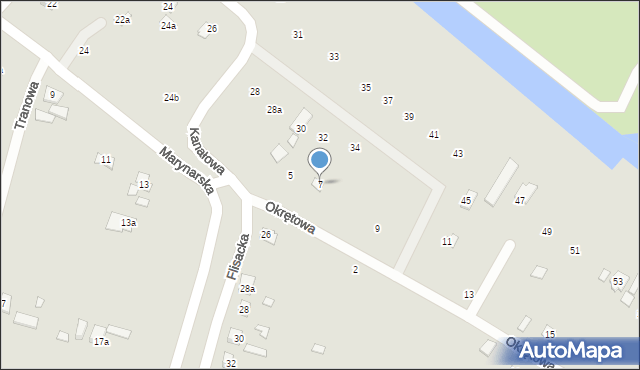 Szczecin, Okrętowa, 7, mapa Szczecina