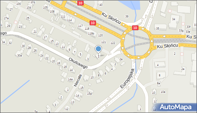Szczecin, Okulickiego Leopolda, gen., 1, mapa Szczecina