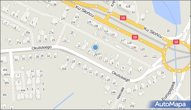 Szczecin, Okulickiego Leopolda, gen., 15, mapa Szczecina