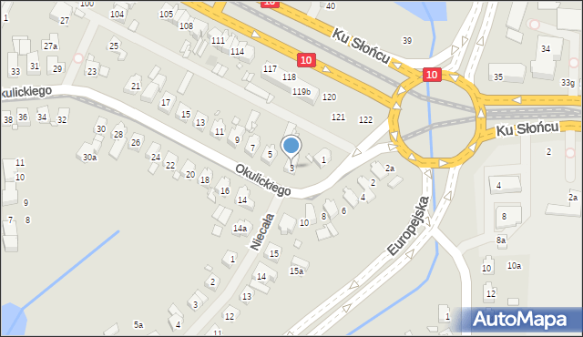 Szczecin, Okulickiego Leopolda, gen., 3, mapa Szczecina