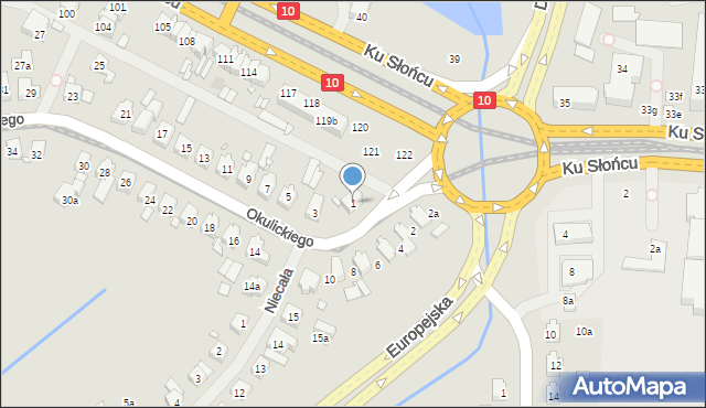 Szczecin, Okulickiego-Niedźwiadka Leopolda, gen., 1, mapa Szczecina
