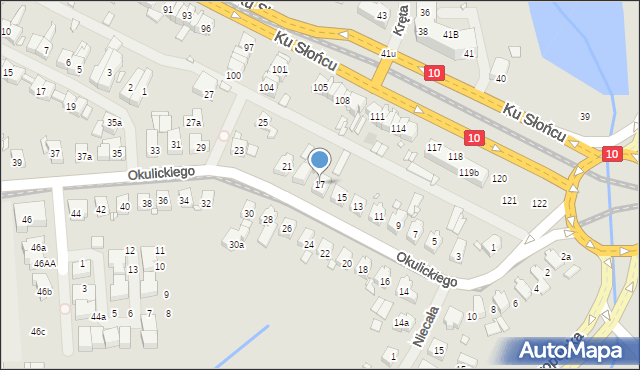 Szczecin, Okulickiego-Niedźwiadka Leopolda, gen., 17, mapa Szczecina