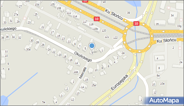 Szczecin, Okulickiego-Niedźwiadka Leopolda, gen., 3, mapa Szczecina
