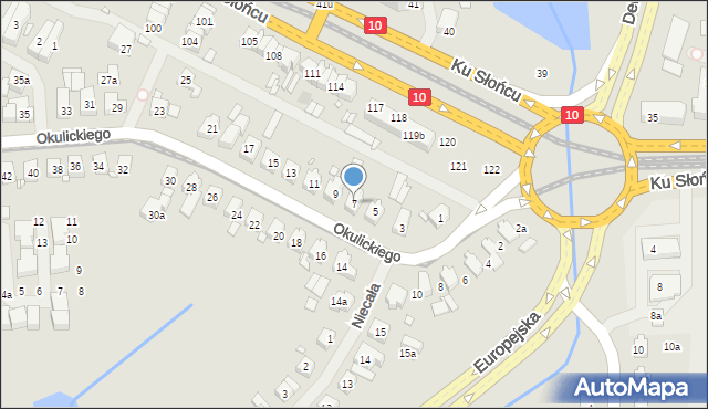Szczecin, Okulickiego-Niedźwiadka Leopolda, gen., 7, mapa Szczecina