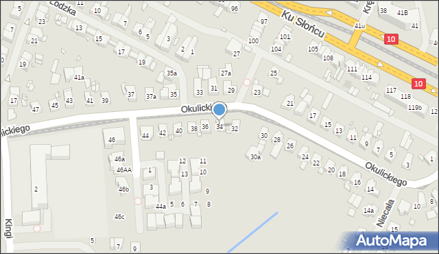 Szczecin, Okulickiego-Niedźwiadka Leopolda, gen., 34, mapa Szczecina