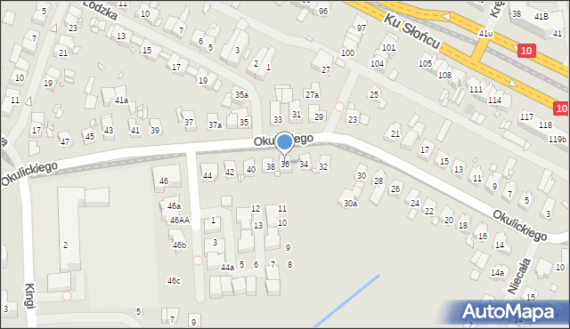 Szczecin, Okulickiego-Niedźwiadka Leopolda, gen., 36, mapa Szczecina