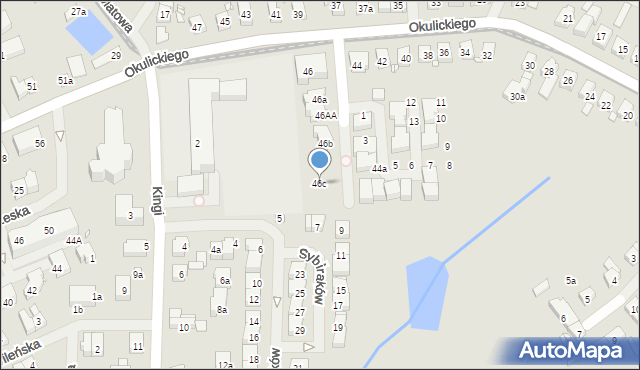 Szczecin, Okulickiego-Niedźwiadka Leopolda, gen., 46c, mapa Szczecina