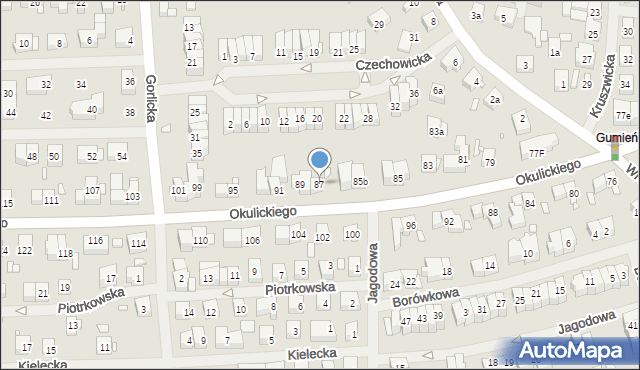Szczecin, Okulickiego Leopolda, gen., 87, mapa Szczecina