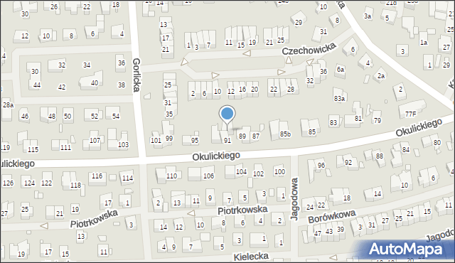 Szczecin, Okulickiego Leopolda, gen., 91a, mapa Szczecina