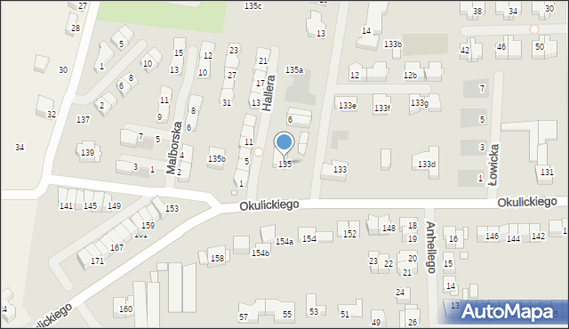 Szczecin, Okulickiego-Niedźwiadka Leopolda, gen., 135, mapa Szczecina