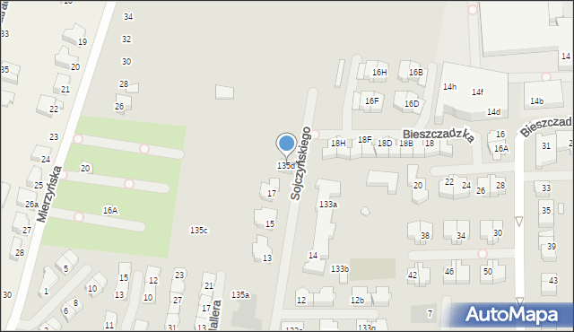 Szczecin, Okulickiego-Niedźwiadka Leopolda, gen., 135d, mapa Szczecina