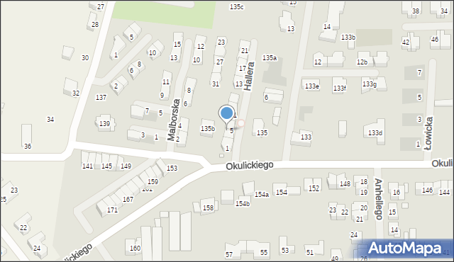 Szczecin, Okulickiego-Niedźwiadka Leopolda, gen., 135e, mapa Szczecina