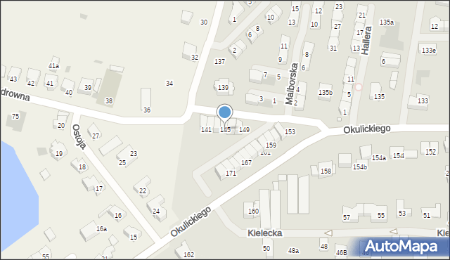Szczecin, Okulickiego-Niedźwiadka Leopolda, gen., 145, mapa Szczecina