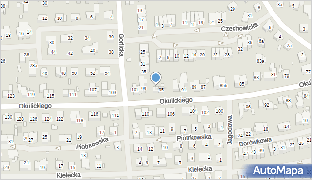 Szczecin, Okulickiego-Niedźwiadka Leopolda, gen., 97, mapa Szczecina