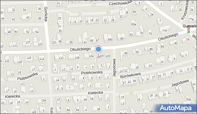 Szczecin, Okulickiego-Niedźwiadka Leopolda, gen., 102, mapa Szczecina