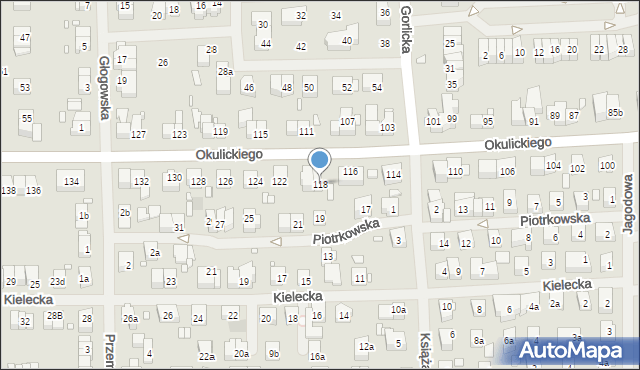 Szczecin, Okulickiego-Niedźwiadka Leopolda, gen., 118, mapa Szczecina