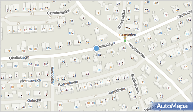 Szczecin, Okulickiego-Niedźwiadka Leopolda, gen., 86, mapa Szczecina