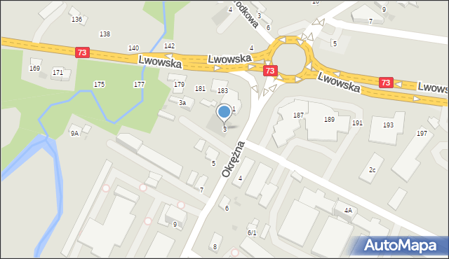 Tarnów, Okrężna, 3, mapa Tarnów