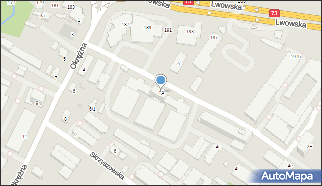 Tarnów, Okrężna, 4A, mapa Tarnów