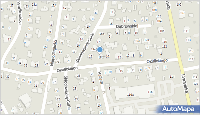 Tomaszów Lubelski, Okulickiego-Niedźwiadka Leopolda, gen., 18, mapa Tomaszów Lubelski