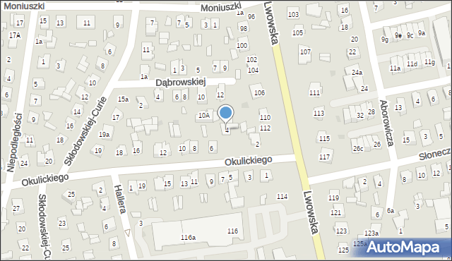 Tomaszów Lubelski, Okulickiego-Niedźwiadka Leopolda, gen., 4, mapa Tomaszów Lubelski